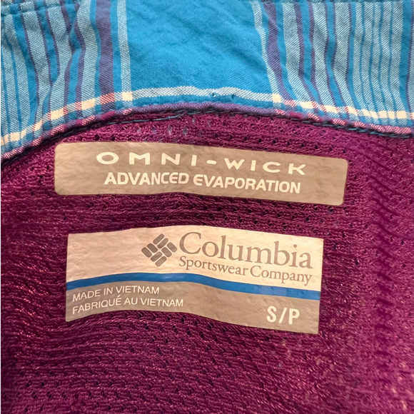 Columbia Omni-Wick Button-up Blouse in Blue and Purple Plaid Size Small - Picture 4 of 5